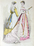1867 Paris Fashions ~ Antique Hand-Colored Print