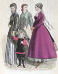 1867 Paris Fashions ~ Antique Hand-Colored Print ~ Coats