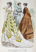 1867 Paris Fashions ~ Antique Hand-Colored Print