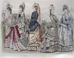 1876 Les Modes Parisiennes Antique Hand-Colored Print