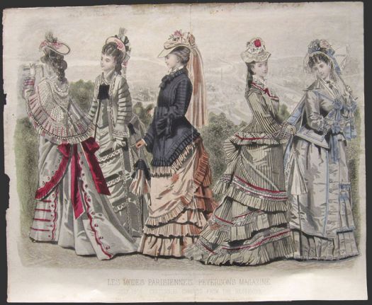 1876 Les Modes Parisiennes Antique Hand-Colored Print