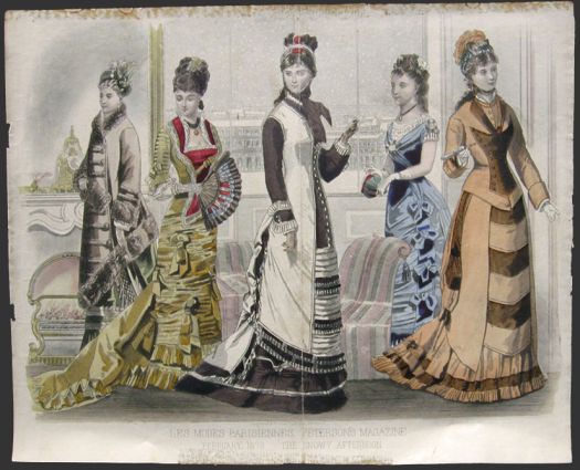 1878 Les Modes Parisiennes Antique Hand-Colored Print