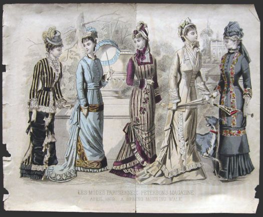 1879 Les Modes Parisiennes Antique Hand-Colored Print ~ Morning Walk