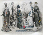 1879 Les Modes Parisiennes Antique Hand-Colored Print ~ Women with Swans