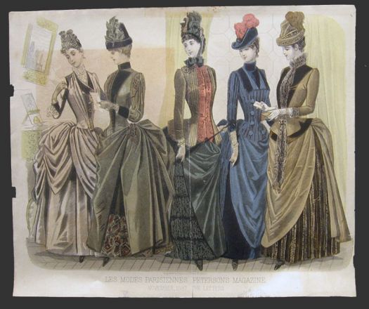 1887 Les Modes Parisiennes Antique Hand-Colored Print