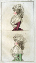 1793 Antique Hand-Colored Fashion Print ~ Capes & Hats