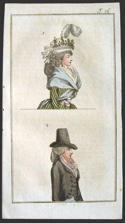 1793 Antique Hand-Colored Fashion Print