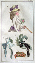 1793 Antique Hand-Colored Fashion Print ~ Hats
