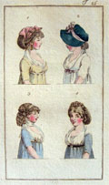 1798 Antique Hand-Colored Fashion Print ~ Regency Style