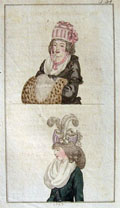 1793 Antique Hand-Colored Fashion Print ~ Woman with Muff