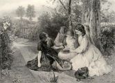 Children Eat Cherries ~ Antique Print ~ Birket Foster
