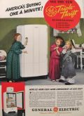 1937 GE Triple Thrift Refrigerator Ad ~ Kids Play Dress-Up