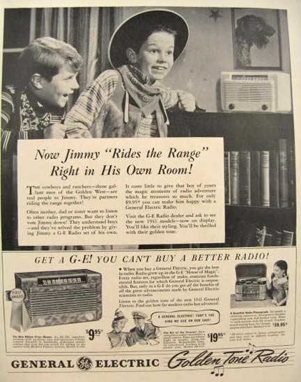 1941 GE Superheterodyne Radio Ad ~ Jimmy the Cowboy