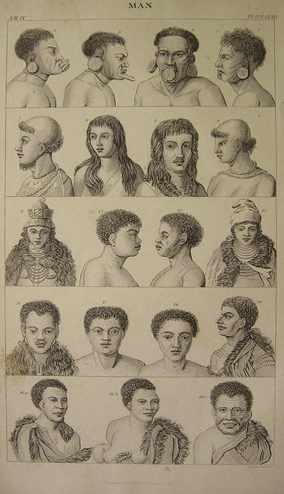 Antique Print ~ Varities of Human Race #LVIII ~ Oliver Goldsmith