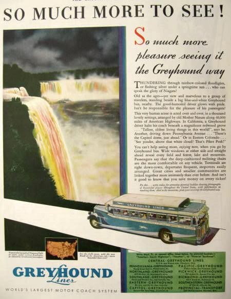 1931 Greyhound Bus Ad ~ Niagara Falls