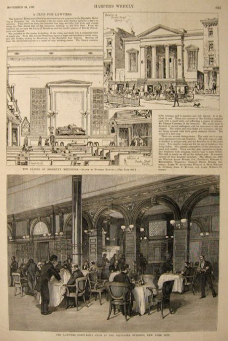 1887 Lawyer's Downtown Club, Equitable Building ~ Print & Article
