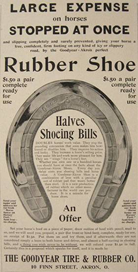1901 Goodyear Tire & Rubber Ad ~ Horse Shoes
