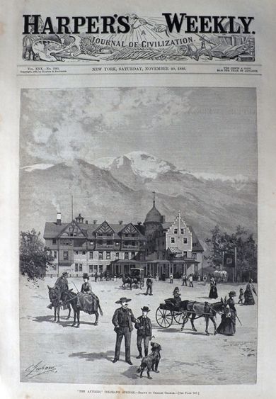 1886 Antlers Hotel, Colorado ~ Antique Print & Article