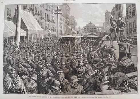 1886 NY Railroad Strike Antique Print & Article ~ Harper's Weekly