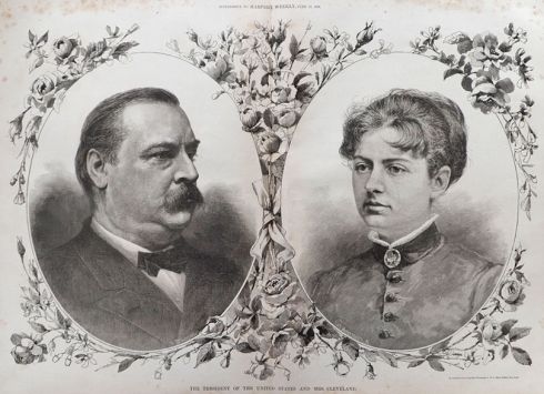 1886 President & Mrs. Grover Cleveland Portrait ~ Antique Print