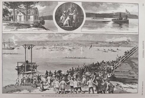 1886 Columbia Harvard Race Antique Print & Article