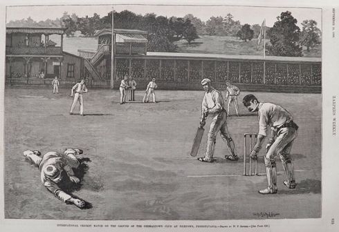 1886 Cricket Match at Nicetown, PA ~ Antique Print & Article