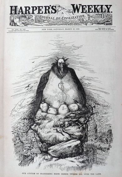 1886 Thomas Nast Cover Print ~ Nests Breeds Tweeds