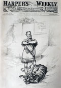 1886 Thomas Nast Cover Print ~ Mayor Hewitt Man Over Beast