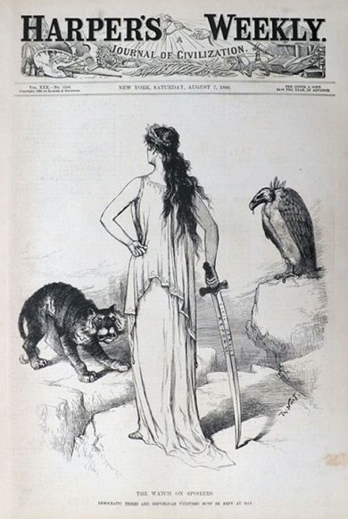 1886 Thomas Nast Cover Print ~ Spoliers, Tigers & Vultures