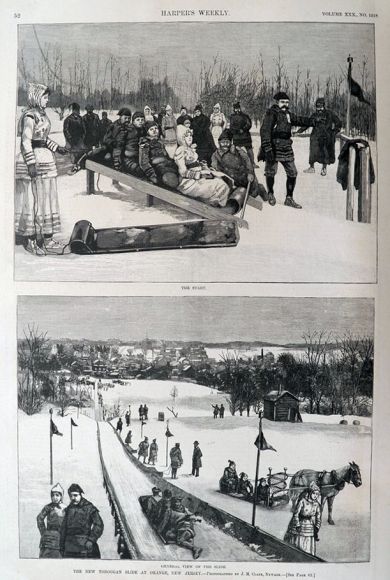 1886 Orange, NJ Toboggan Run ~ Antique Print & Article