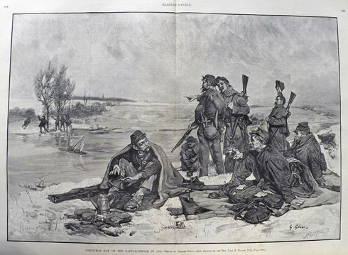 1886 Civil War Soldiers on the Rappahannock ~ Antique Print & Article