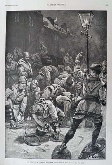 1885 Canadian Snowshoe Club ~ Antique Print & Article