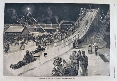 1886 NY Polo Grounds Toboggan Slide ~ Antique Print & Article