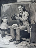 1886 Man & Child with Violin ~ Antique Print Engraving