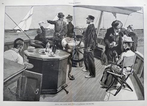 1886 Watching America's Cup ~ Antique Print & Article