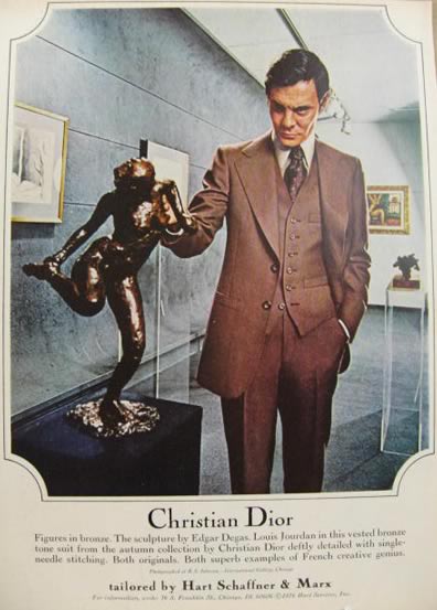 1976 Christian Dior Ad ~ Louis Jourdan Photo, Degas Sculpture