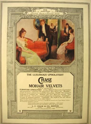 1919 Chase Mohair Velvets Ad ~ Charles Chase Emerson