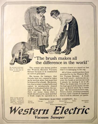 1919 Western Electric Vacuum Sweeper Ad
