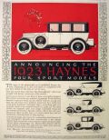 1923 Haynes Automobile Ad ~ 4 Sport Models