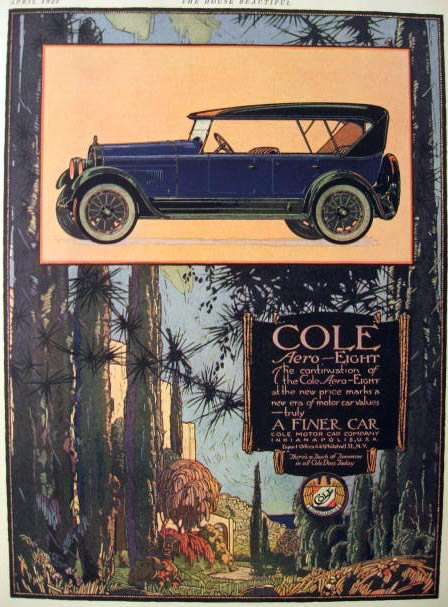 1923 Vintage Cole Aero Eight Car Ad ~ Gorgeous Art