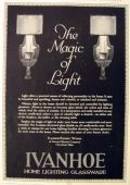 1923 Ivanhoe Lighting Ad ~ Glass Candlestick Shield