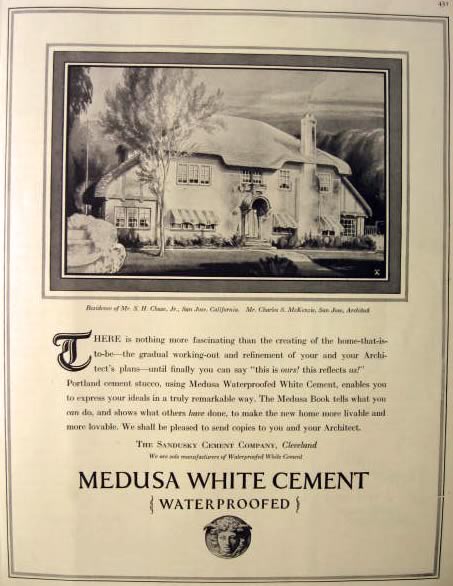 1923 Medusa Cement Ad ~ Home of SH Chase Jr. in San Jose, CA