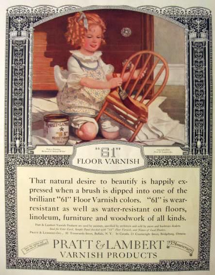 1923 Pratt & Lambert "61" Floor Varnish Ad ~ Sarah Stilwell Weber Art