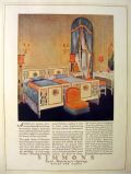1923 Simmons Bed & Mattress Ad ~ Blue & Orange Bedroom