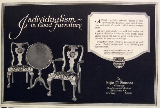 1923 Elgin A. Simonds Furniture Ad