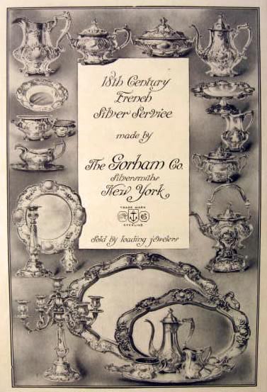 1912 Gorham Silver Ad ~ 18th Century French Service