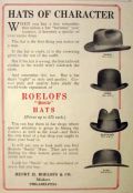 1912 Vintage Henry Roelofs Hats Ad