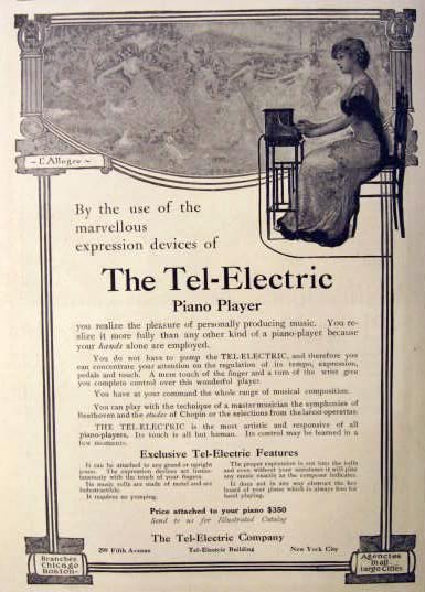 1912 Tel-Electric Piano Player Ad