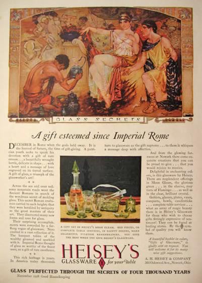1928 Heisey Glass Ad ~ Roman Festival of Saturn