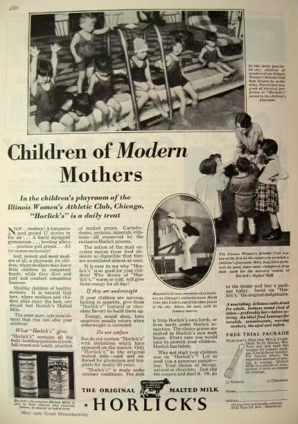 1929 Horlick's Malted Milk Ad ~ Illinois Women's Athletic Club